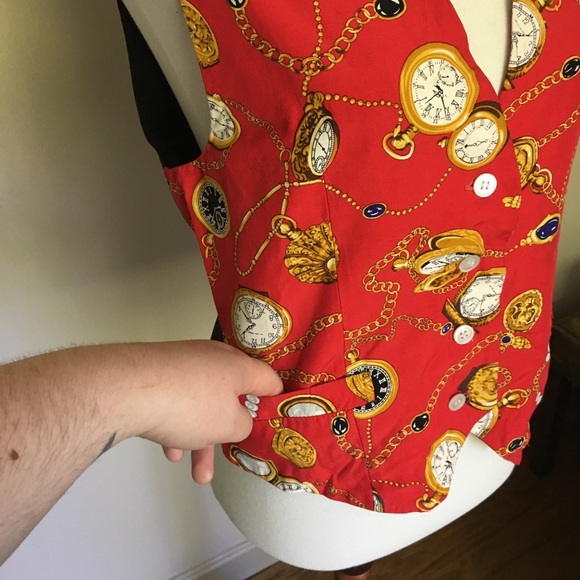 🎉 JH Collectibles Vintage Pocket Watch Pattern Vest - Picture 3 of 8